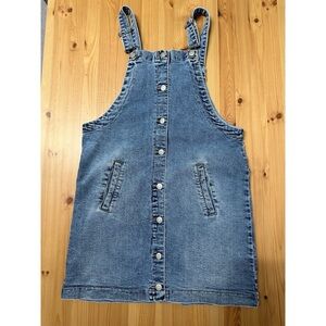 Celebrity Pink Light Blue Denim Overall Dress with pockets size M Cotton